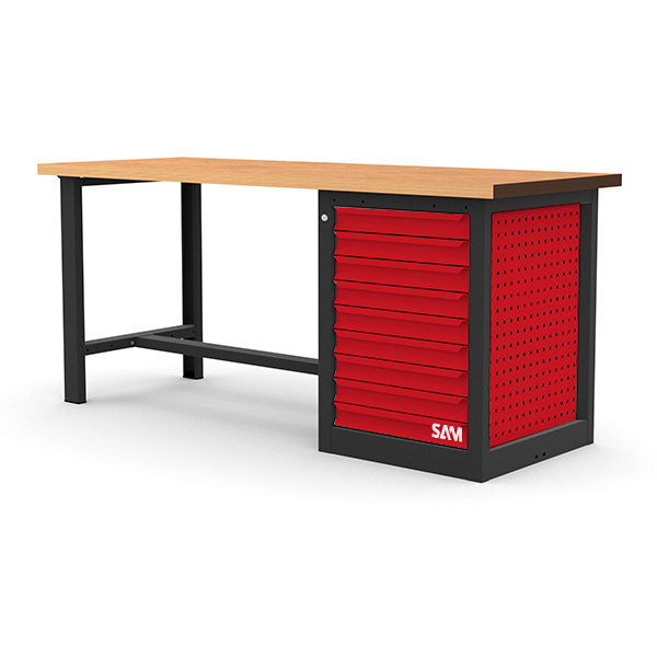 Etabli 1,5 metres bois avec meuble 9 tiroirs  SAM - Etab-150m9