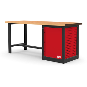 Etabli 2 metres bois avec meuble 1 tiroir (int. etageres) SAM - Etab-200m1te