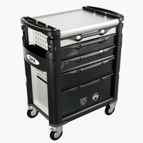 Servante 41 - 5 tiroirs - blanche - plateau inox SAM - 415hw