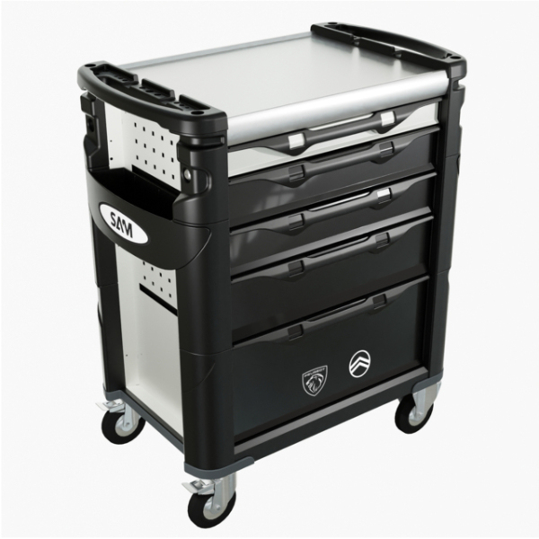 Servante 41 - 5 tiroirs - blanche - plateau inox SAM - 415hw