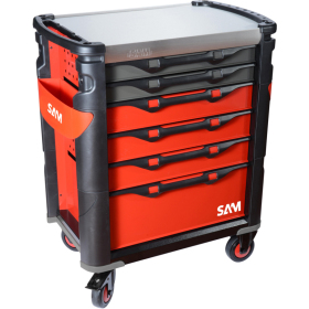 Servante 41 - 6 tiroirs - rouge - plateau inox - 302 outils SAM - 416-302MM