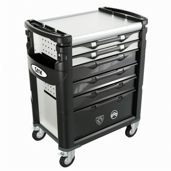 Servante 41 - 6 tiroirs - plateau inox - blanche -STEllantis SAM - 416hw