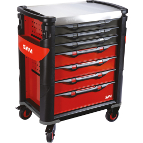 Servante 41 - 7 tiroirs - rouge - plateau inox - 380 outils SAM - 417-380MM