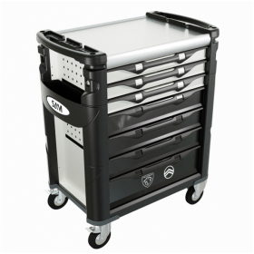 Servante 41 - 7 tiroirs - blanche - plateau inox SAM - 417hw