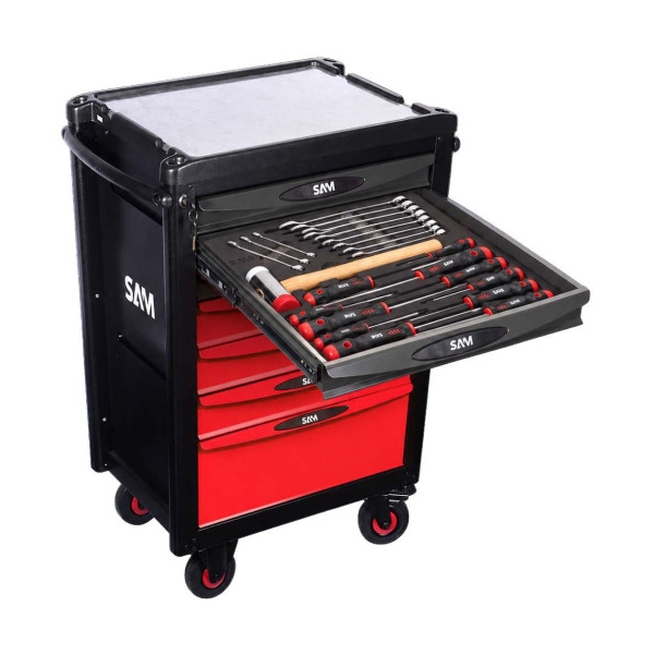 Servante complète 6 tiroirs 150 outils de maintenance industrielle + vidéoprojecteur SAM OUTILLAGE - CPP-150M
