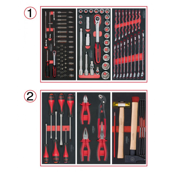 Composition d'outils 2 tiroirs pour servante, 114 pièces KS TOOLS 714.0114