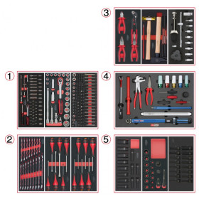 Composition d'outils de service rapide 5 tiroirs pour servante, 283 pièces KS TOOLS