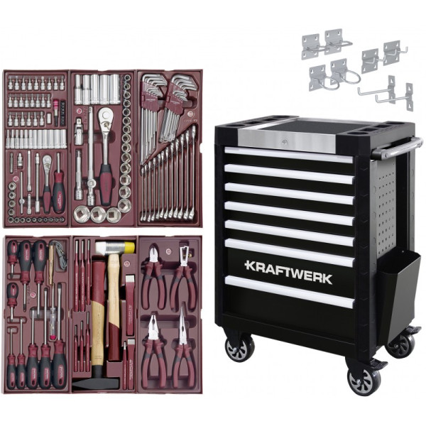 Servante d'atelier TRIO 7 tiroirs COMPLETO 150 outils KRAFTWERK 102.400.505