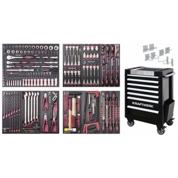 Servante d'atelier TRIO 7 tiroirs composée de 236 outils COMPLETO EVA KRAFTWERK 102.400.520