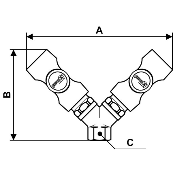 Distributeur fixe à 2 directions fileté femelle cylindrique-ISI 068101-Prevost