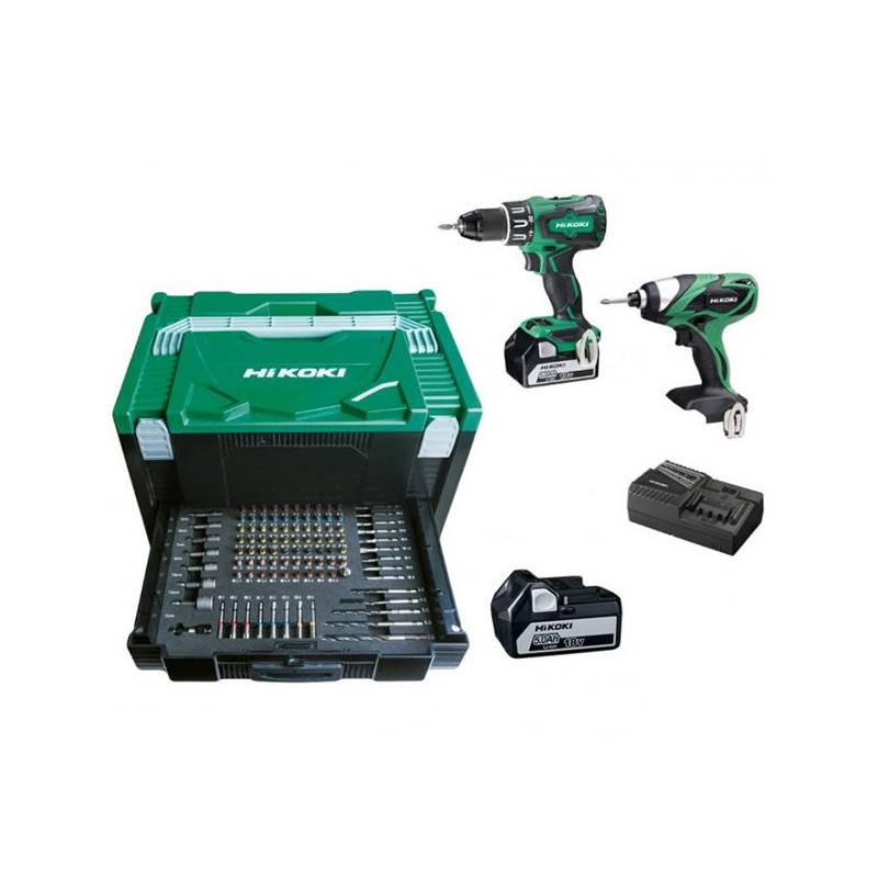 Kit Perceuse visseuse à choc + 100 accessoires perçage / vissage + 2