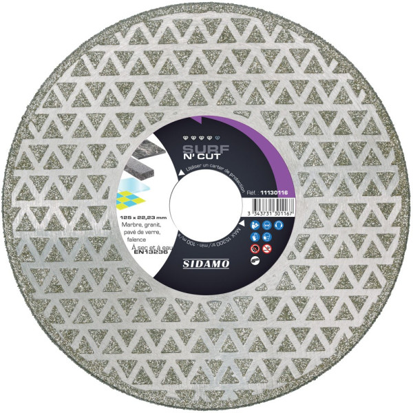 Diamant et Carbure à segment 125 mm SURF N'CUT alésage 22,23 SIDAMO