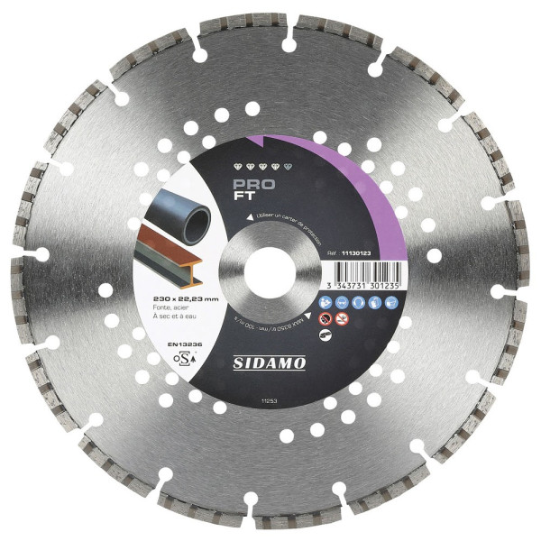 Disque Diamant et Carbure à segment SIDAMO PRO FT 230mm Tronçonnage fonte SIDAMO
