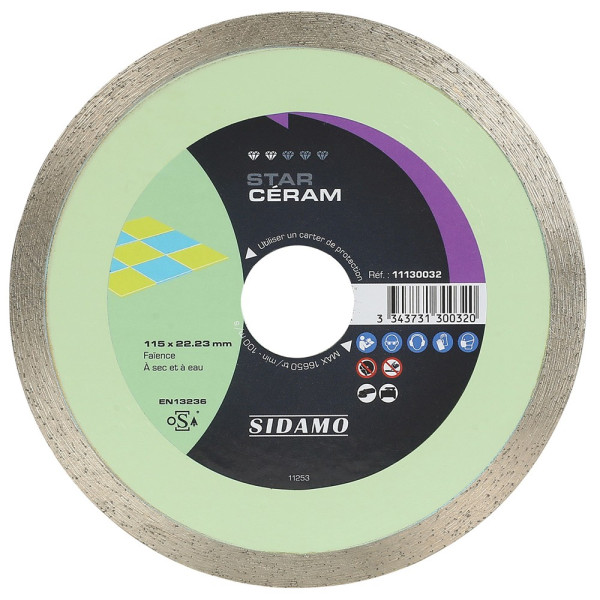 Disque Diamant et Carbure à couronne continue 115 mm STAR CÉRAM