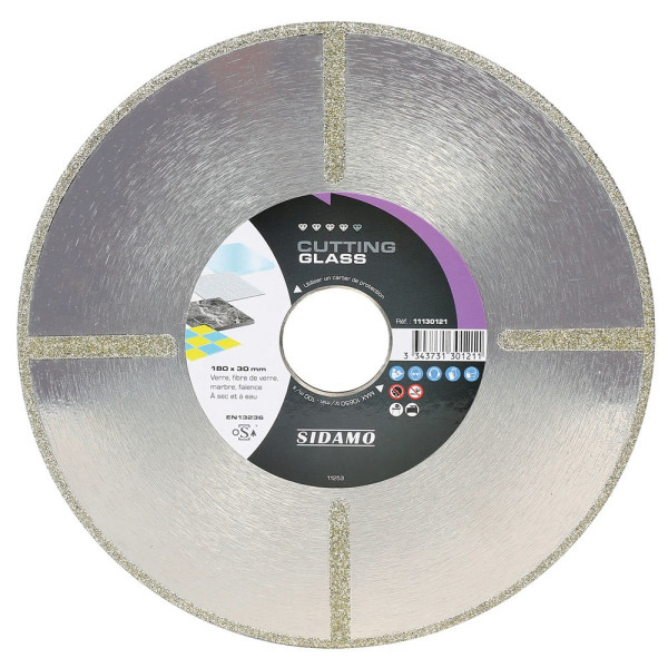 Disque Diamant et Carbure à couronne continue 180 mm CUTTING GLASS SIDAMO