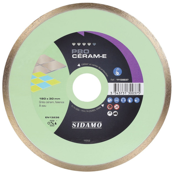 Disque Diamant et Carbure à couronne continue 180 mm PRO CERAM-E SIDAMO