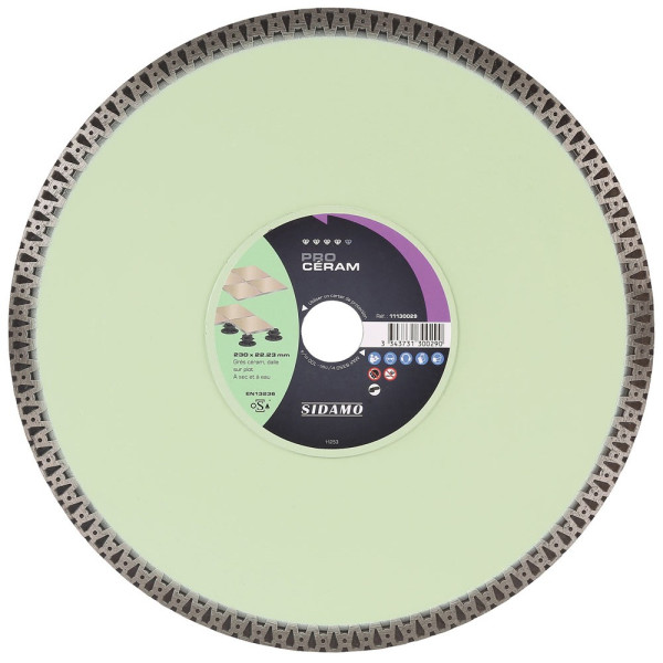 Disque Diamant et Carbure à couronne continue 230 mm PRO CERAM SIDAMO 11130029