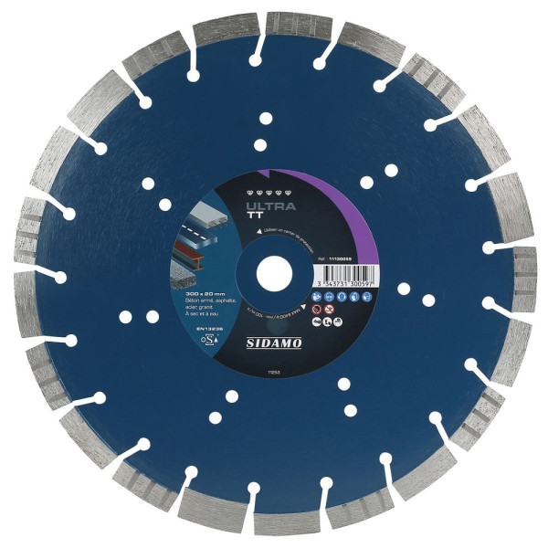 Disque Diamant à segment ULTRA TT 300 mm Tronçonnage béton/Asphalte/Acier/Granit SIDAMO