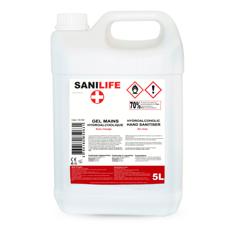 Bidon de gel hydroalcoolique 5L SANILIFE 310.0189