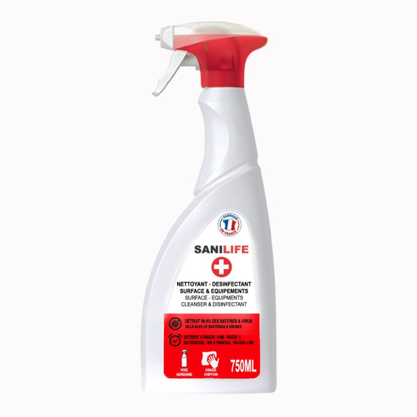 Spray 3 en 1 : désinfectant - détergent - nettoyant 750 ml SANILIFE