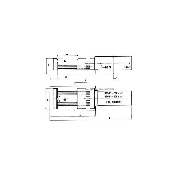 Etau Acier Dolex Ouverture 100 mm Serrage Pneumatique Série 300P référence 305P