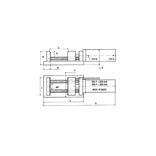 Etau Acier Dolex Ouverture 100 mm Serrage Pneumatique Série 300P référence 305P