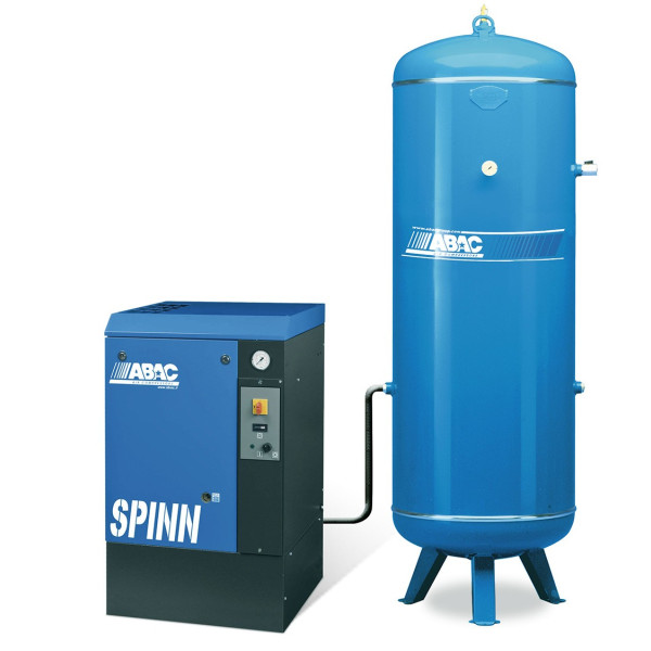 Compresseur d'air rotatif à vis + réservoir 500L 7.5 Cv 10 Bar Série SPINN ABAC