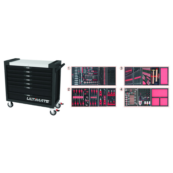 Servante ULTIMATE XL 7 tiroirs équipée de 428 outils KS Tools