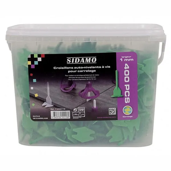 Seau croisillons 1mm auto-nivelants à vis 400 pièces SIDAMO 11255118