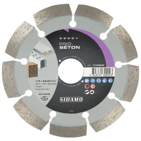 Disque Diamant à segment 115 mm / Alesage 22,23 mm PRO BETON Tronçonnage béton SIDAMO