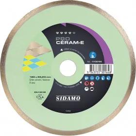 Disque Diamant PRO CERAM E - D 180 mm / Alésage 22,23 mm pour coupe à eau sur scies SIDAMO