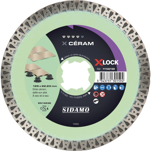 Disque Diamant X-LOCK CERAM - D 125 mm / Alésage 22,23 mm SIDAMO