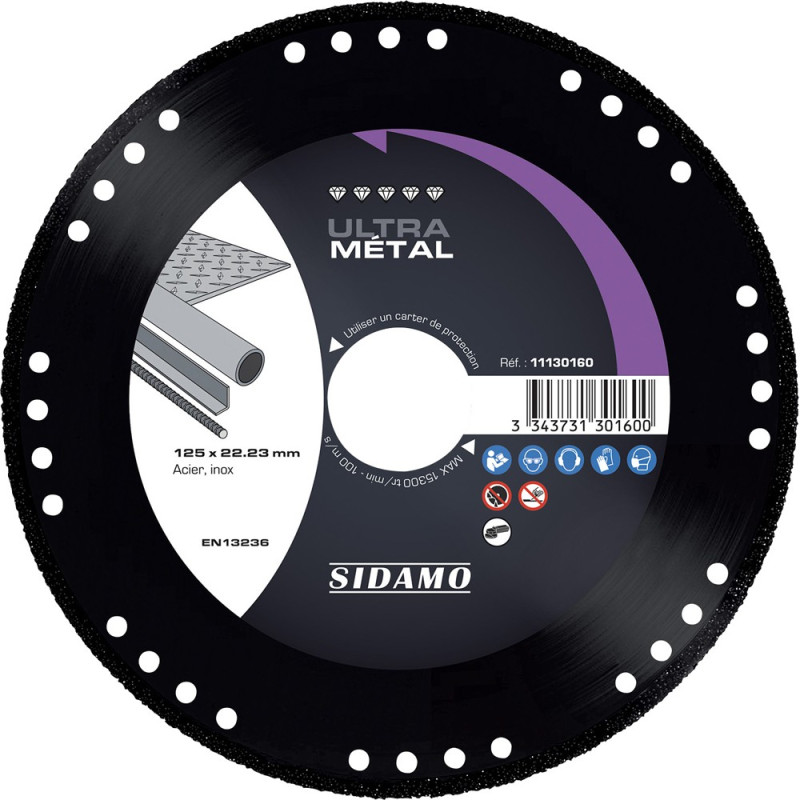 Disque diamant ULTRA METAL - D 125 mm / Alésage 22,23 mm SIDAMO 11130160