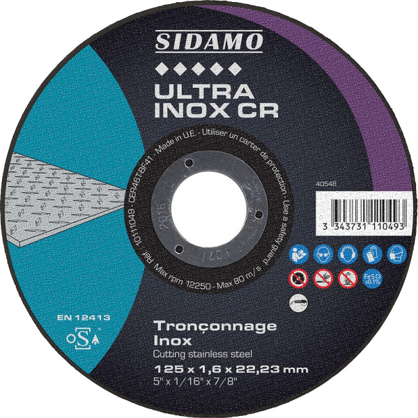 Lot de 25 disques ULTRA INOX CR Ø125mm Alés.22.23mm - SIDAMO