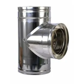 Té avec tampon simple paroi inox 304 pour fuel intérieur Ø125 à 300mm - SOVELOR