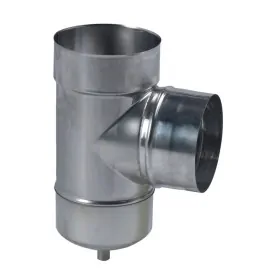 Té avec purge simple paroi inox 304 pour fuel intérieur Ø125 à 300mm - SOVELOR