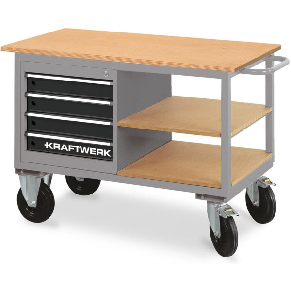 Chariot d'atelier avec 4 tiroirs et 2 étagères multiplex KRAFTWERK