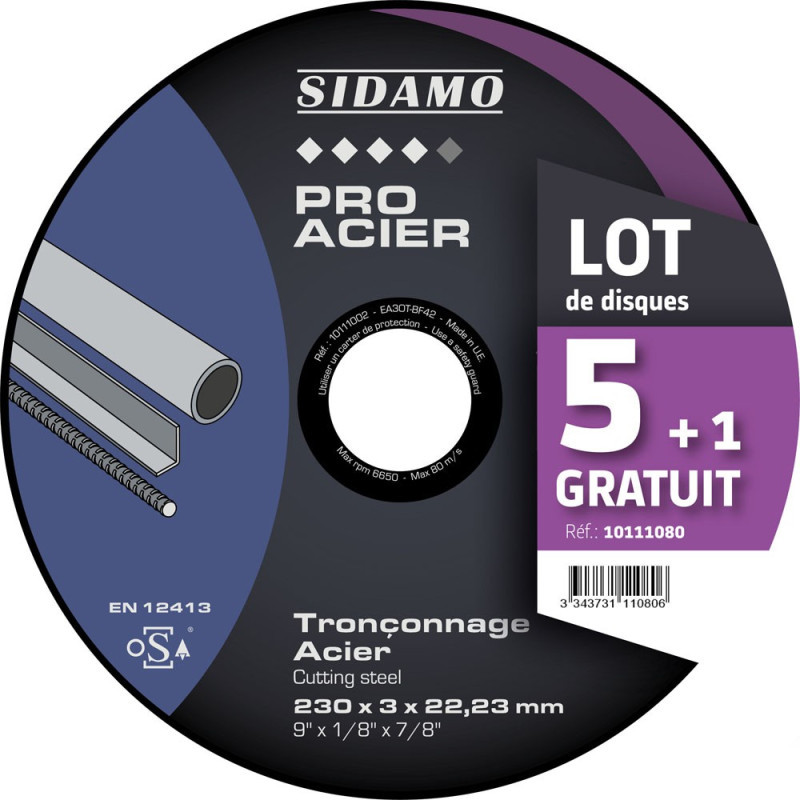 Leman Lot De 5 Disques à Tronçonner Métal 230 X 2,5 X 22,23 Mm - Meuleuse