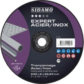 LOT DE 25 DISQUES EXPERT ACIER INOX 230MM MOYEU PLAT - SIDAMO