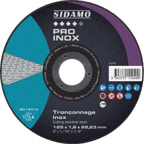 LOT DE 5 DISQUES PRO INOX 125MM ALÉS. 22.23MM - SIDAMO