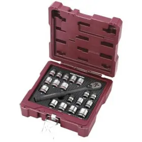 Coffret de douilles métriques et pouces 3/8", 19 pièces - KRAFTWERK 204.801.000