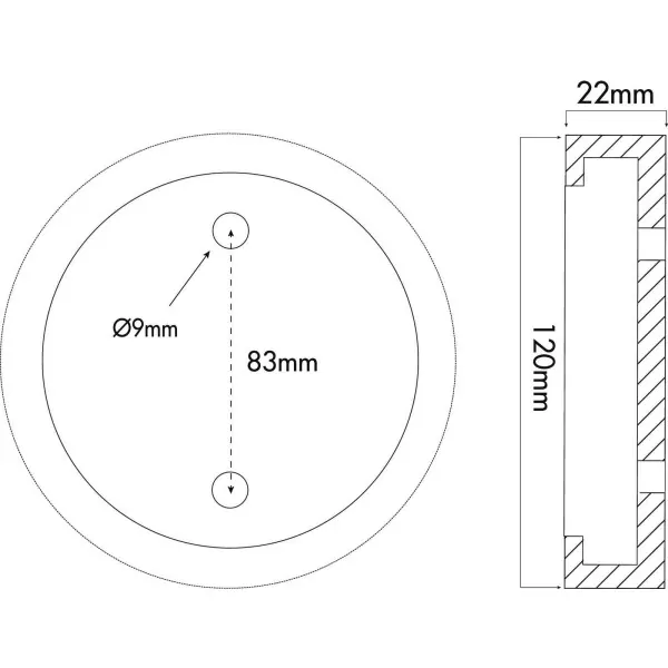 Tampon caoutchouc rond avec enfort plaque metallique ø120x22mm