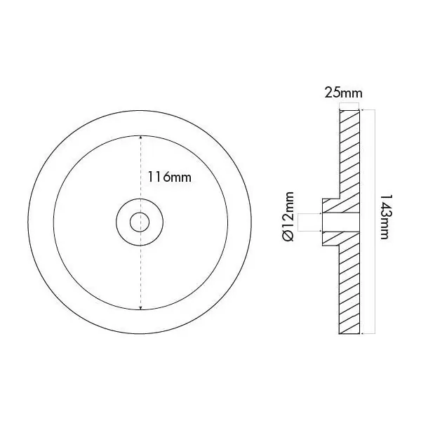 Tampon caoutchouc rond ø143x25mm