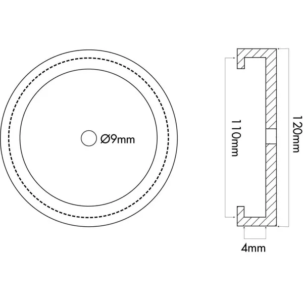 Tampon caoutchouc rond avec renfort rondelle metallique ø120x4mm