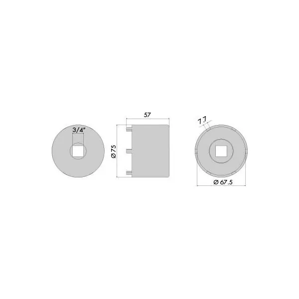 Douille 6 ergots moyeux arriere vul ø67.5mm 3/4"