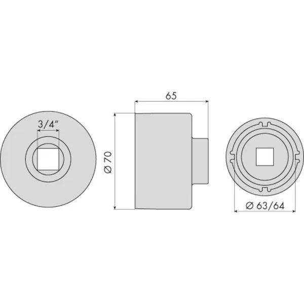 Douille 4 ergots ecrous transmission scania ø63-64mm