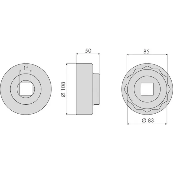 Douille moyeux iveco ø85mm 12 pans