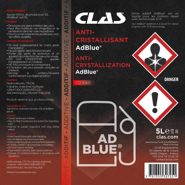 Additif anti-cristallisant adblue 5l CLAS CO 1060
