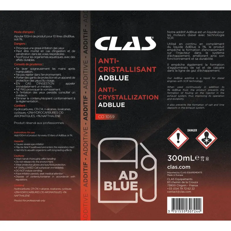 Additif anticristallisant adblue 300ml CLAS CO 1059