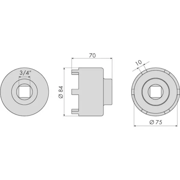 Douille 6 ergots ecrous moyeux arriere mercedes ø75mm